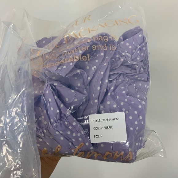 NWT For Love & Lemons Chelsea Purple White Polka Dot Mini Dress Size Small - Picture 11 of 13